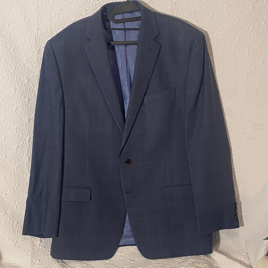 Ralph Lauren Blue Pattern Sport Coat 44r 52% Silk 48% Wool Classic Preppy Look .